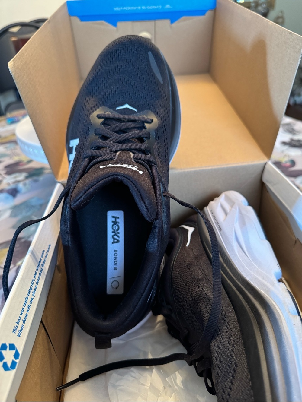Hoka Women’s Bondi 8 Black and White Running Shoes - Picture 7 of 8